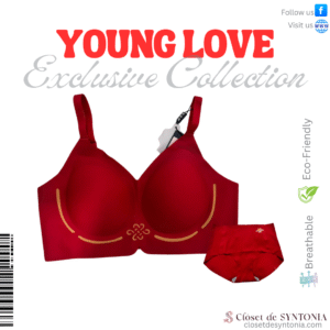 Young Love_ Seamless Red Bra Panty Set