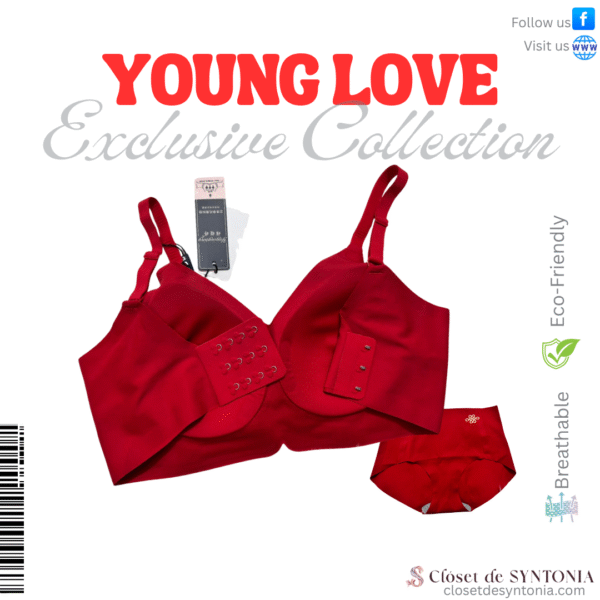 Young Love_ Seamless Red Bra Panty Set - Image 2